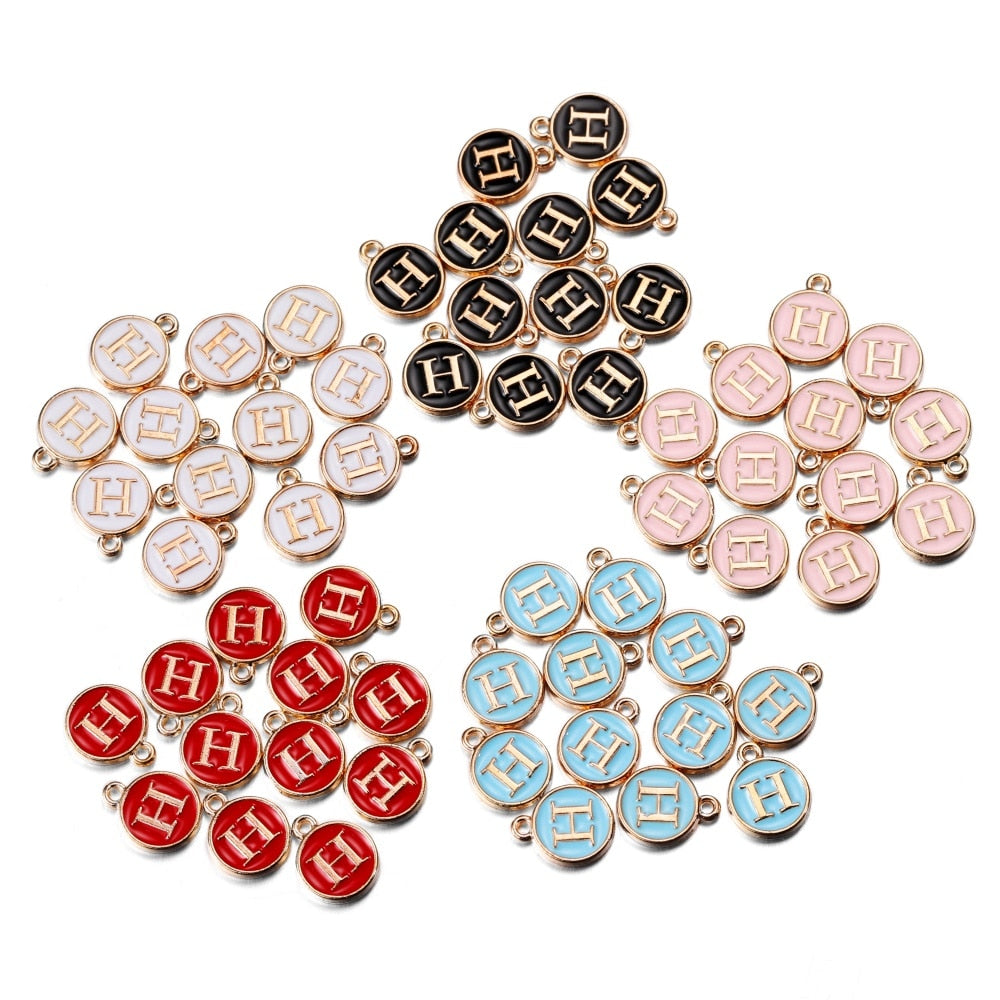 Pendentifs à breloques avec lettres de l'alphabet AZ, noir et blanc, 20 pièces