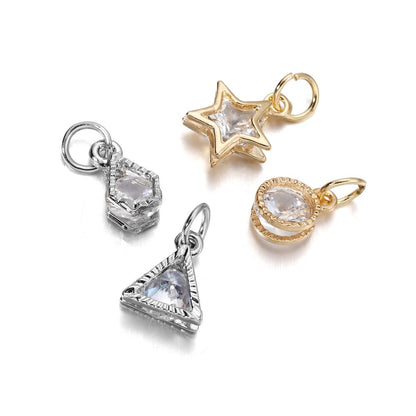 Rhinestone Hearts Charms, 10Pcs