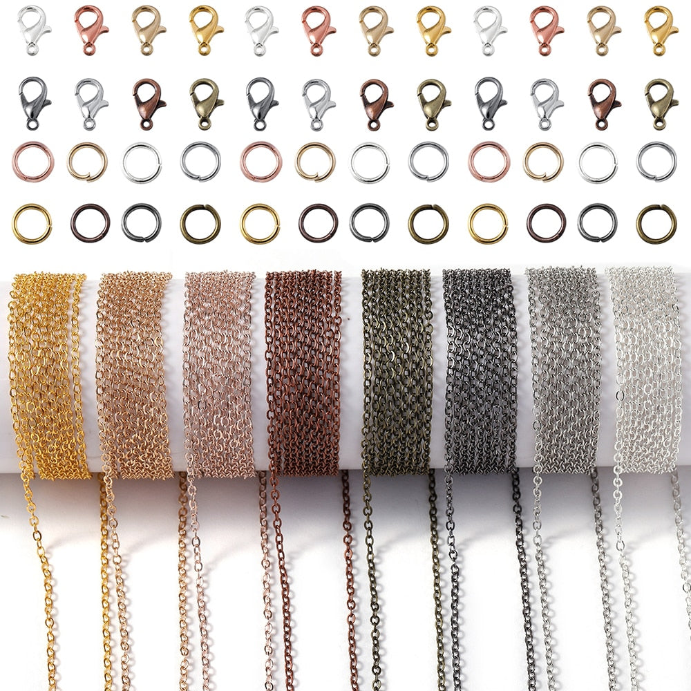 Alloy Link Chain With Jump Rings Lobster Clasps, 3Meter