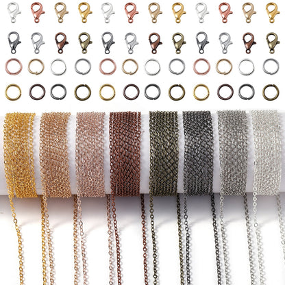 Alloy Link Chain With Jump Rings Lobster Clasps, 3Meter