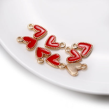 30Pcs 9x10mm Small Alloy Heart Charms Pendants