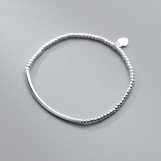 Heart Beads Platinum-Plated Adjustable Bracelet