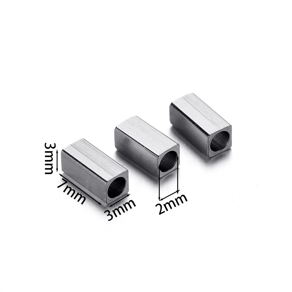 Stainless Steel Tube and Cube Spacer Beads, 20Pcs