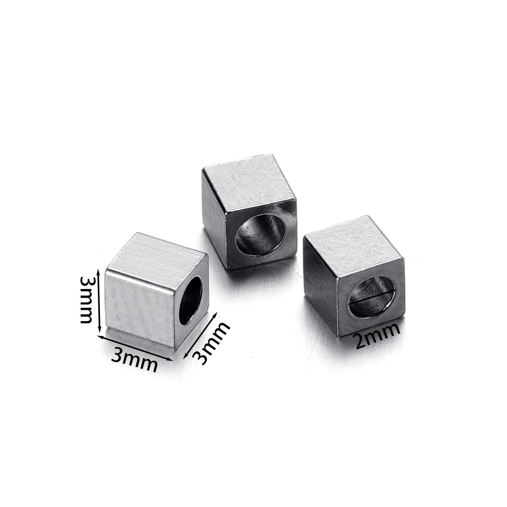 Stainless Steel Tube and Cube Spacer Beads, 20Pcs