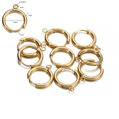 Stainless Steel Earring Hooks with Round Ear Post & Jump Ring, 10pcs