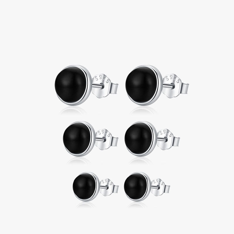 Black Agate Stud Earrings