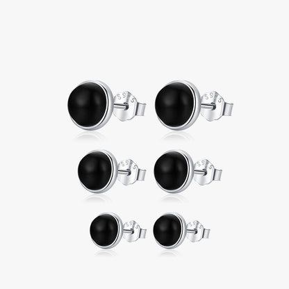 Black Agate Stud Earrings