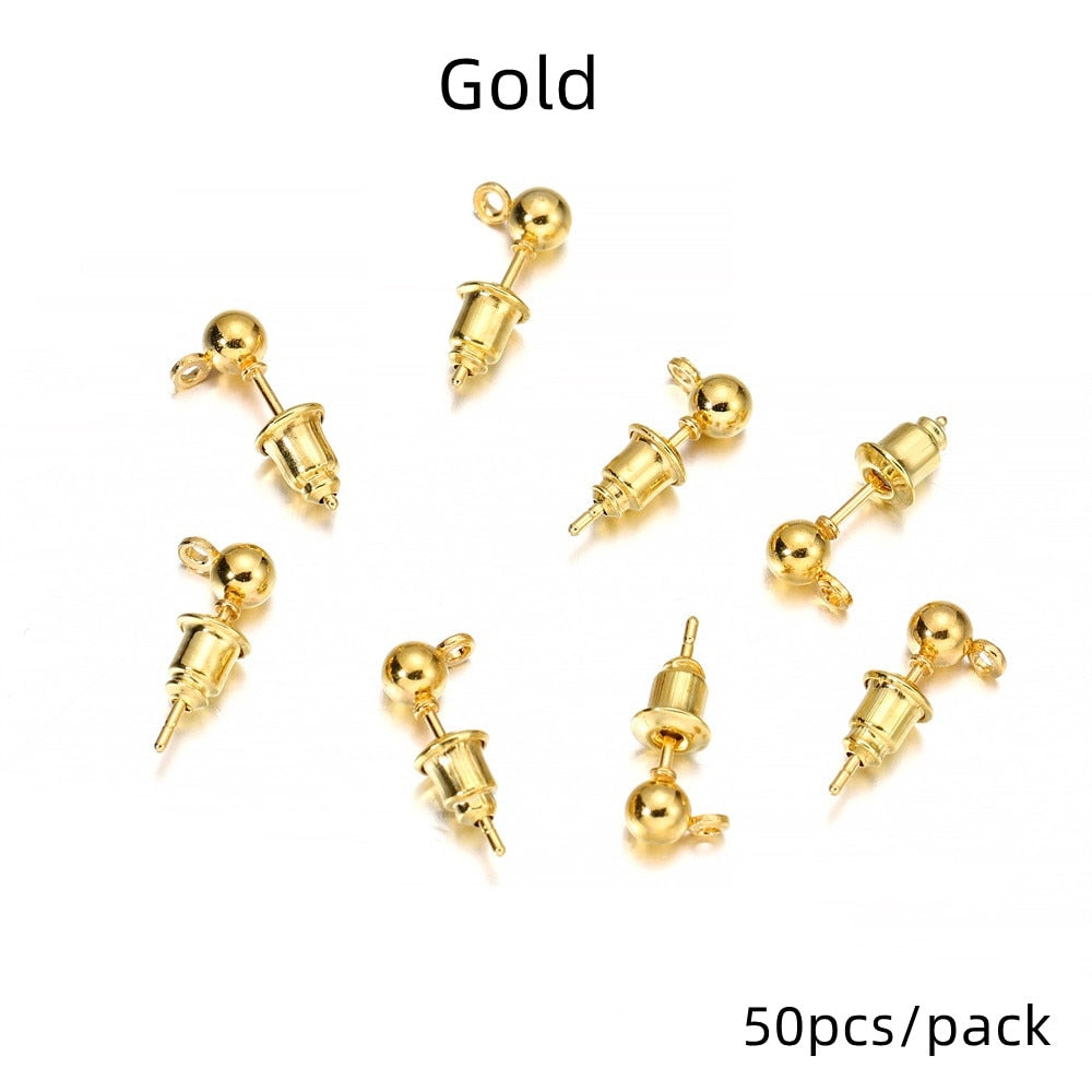 3-6mm Stud Earring Basic Pins, 20-50pcs
