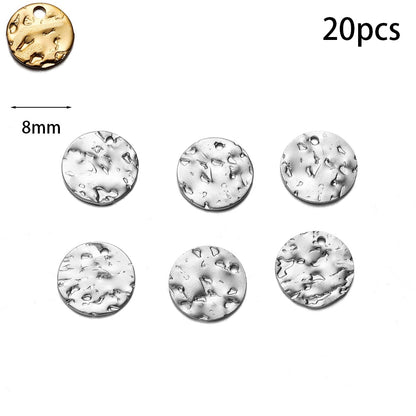 Stainless Steel Round Wrinkle Charms Pendant, 20-50pcs