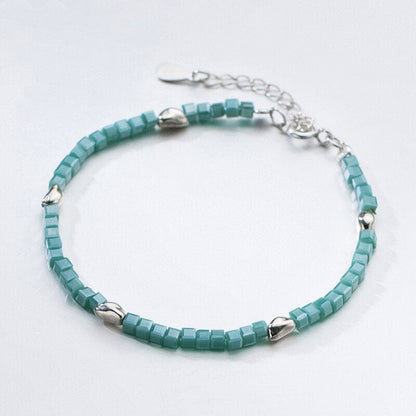 Green Crystal Square Adjustable Bracelet