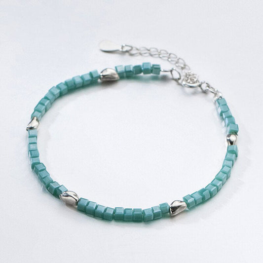 Green Crystal Square Adjustable Bracelet