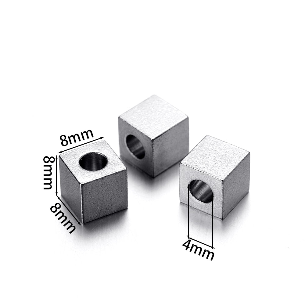 Stainless Steel Tube and Cube Spacer Beads, 20Pcs