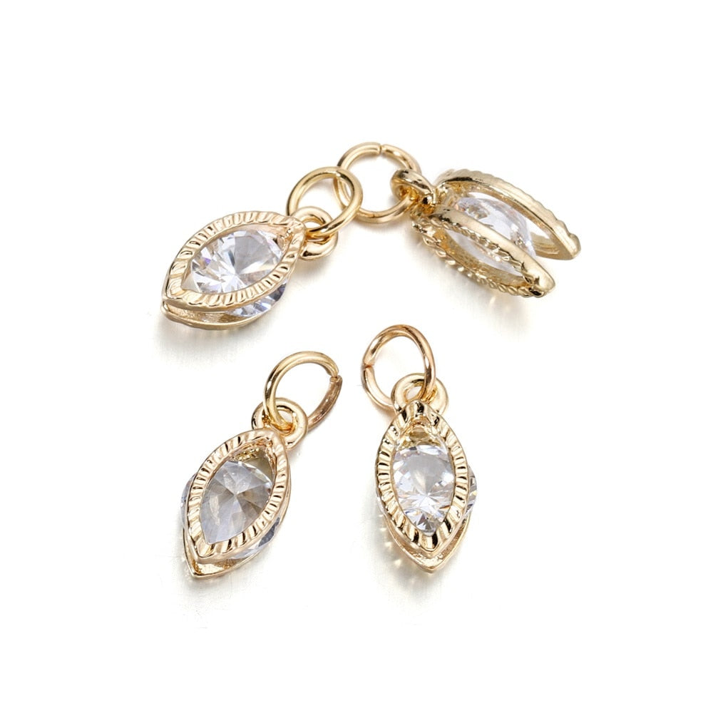 Rhinestone Hearts Charms, 10Pcs