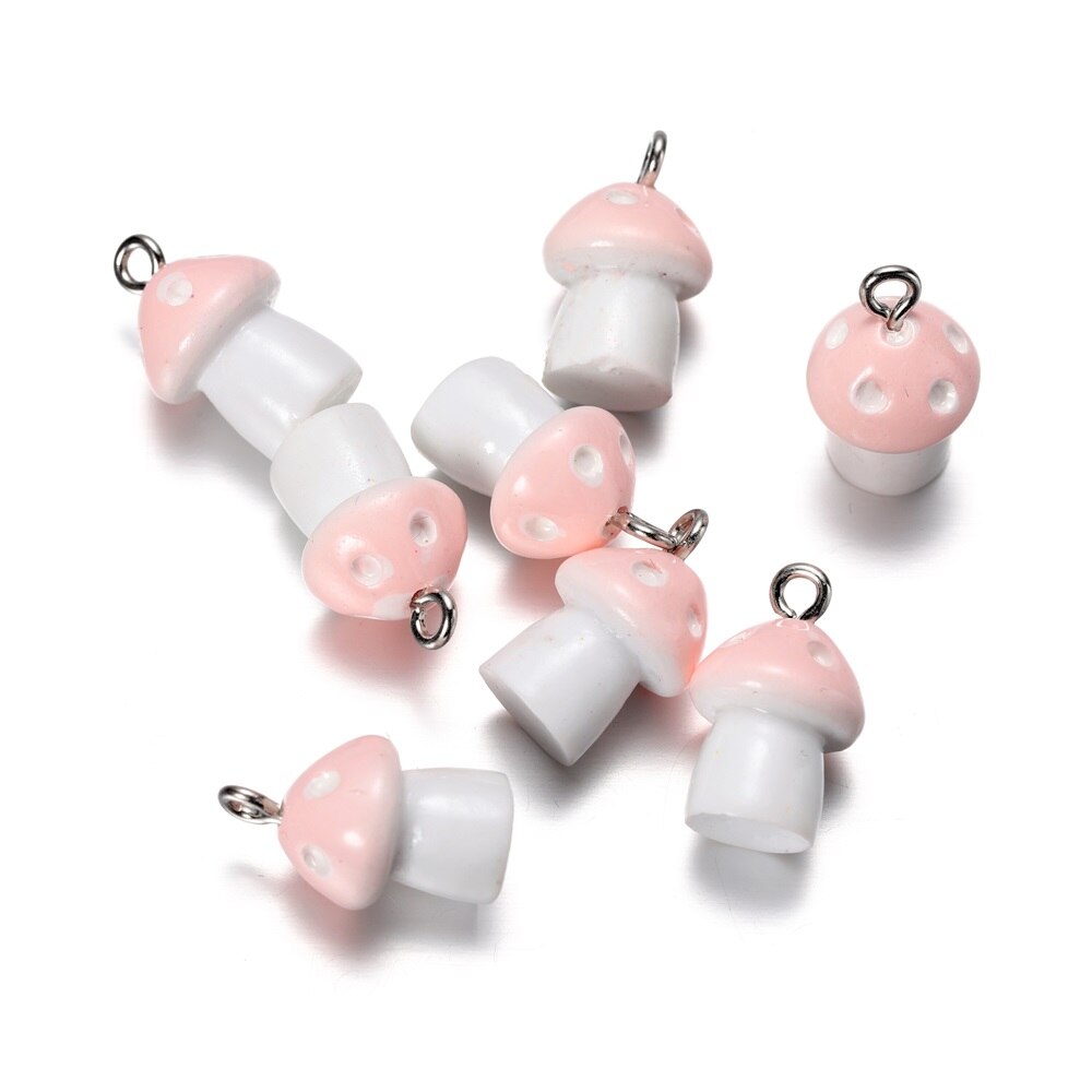 10Pcs 11x18mm Colorful Mushroom Resin Charms Pendants