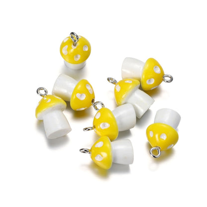 10Pcs 11x18mm Colorful Mushroom Resin Charms Pendants