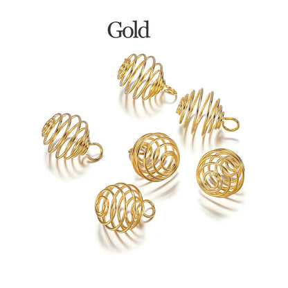 5 à 30 pendentifs en forme de cage de perles en spirale métallique de 9 à 35 mm
