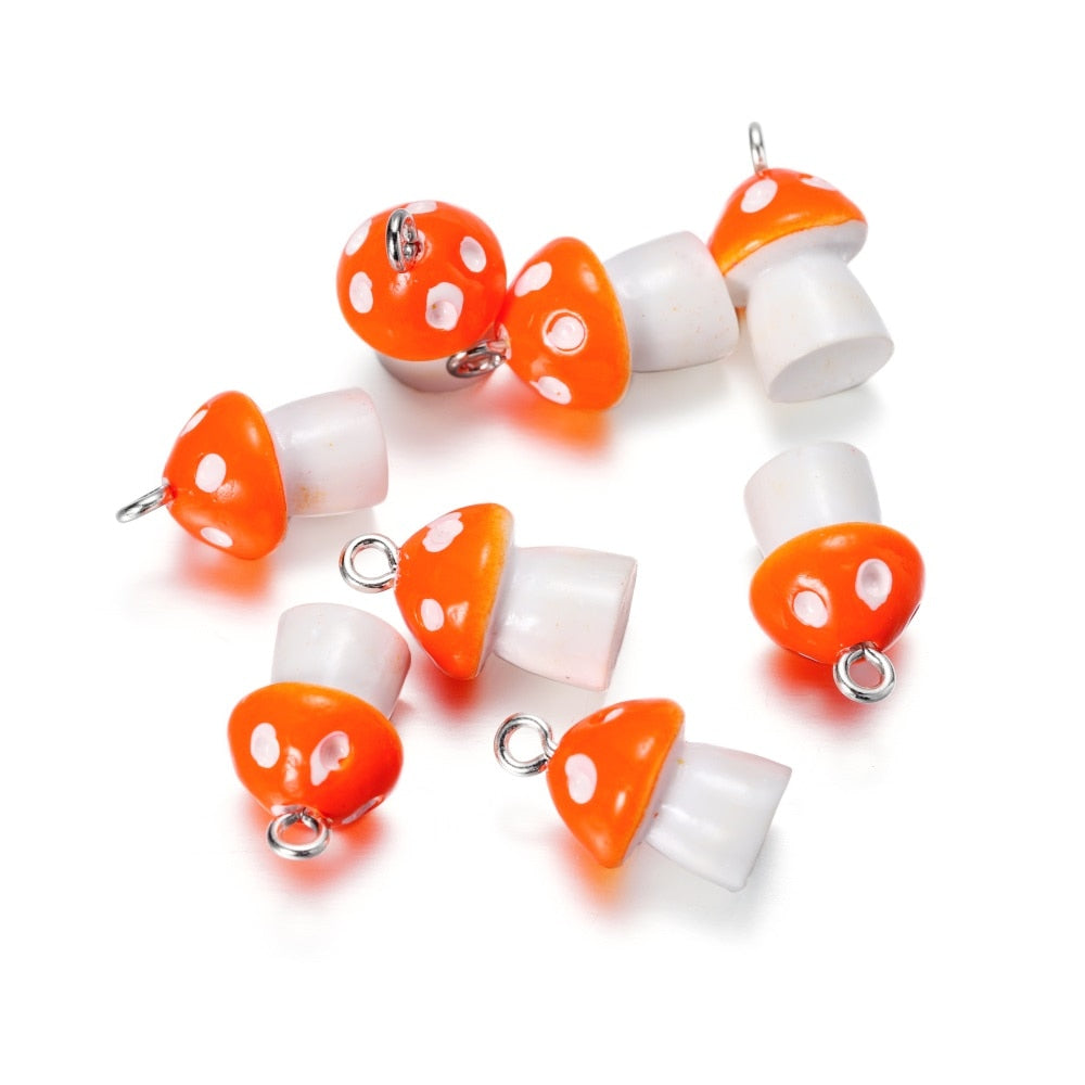 10Pcs 11x18mm Colorful Mushroom Resin Charms Pendants