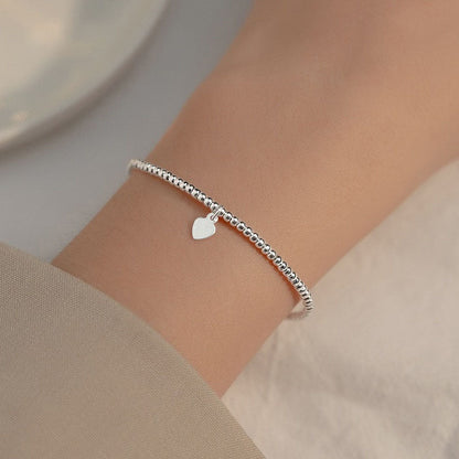 Heart Beads Platinum-Plated Adjustable Bracelet