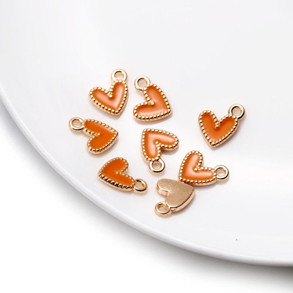 30Pcs 9x10mm Small Alloy Heart Charms Pendants