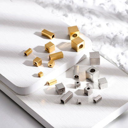 Stainless Steel Tube and Cube Spacer Beads, 20Pcs