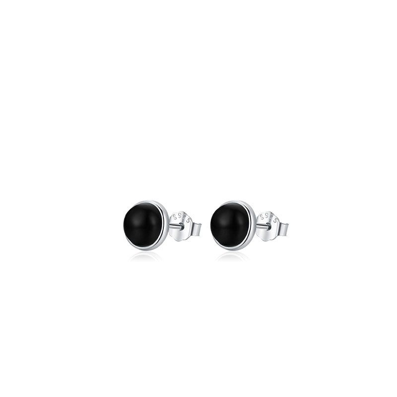 Black Agate Stud Earrings