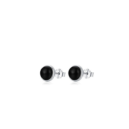 Black Agate Stud Earrings