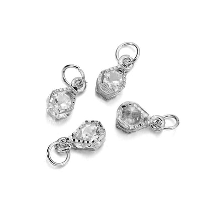 Rhinestone Hearts Charms, 10Pcs