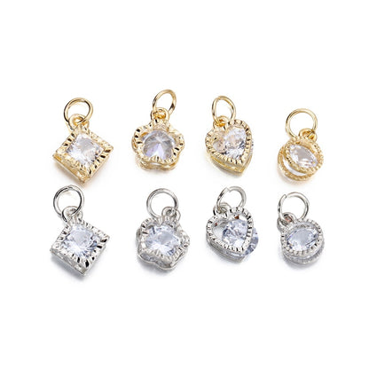 Rhinestone Hearts Charms, 10Pcs