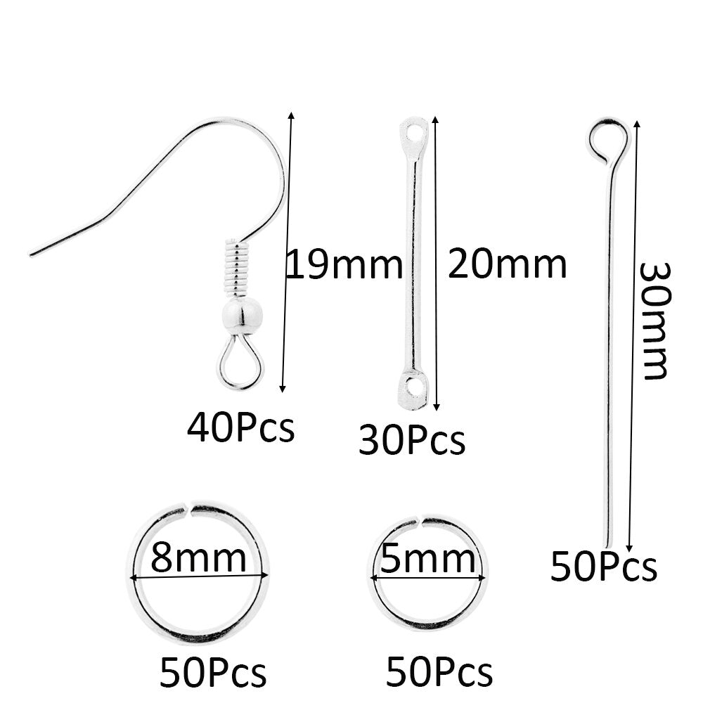 Earring Making Set: Hooks, Rings & Connects, 100-300pcs