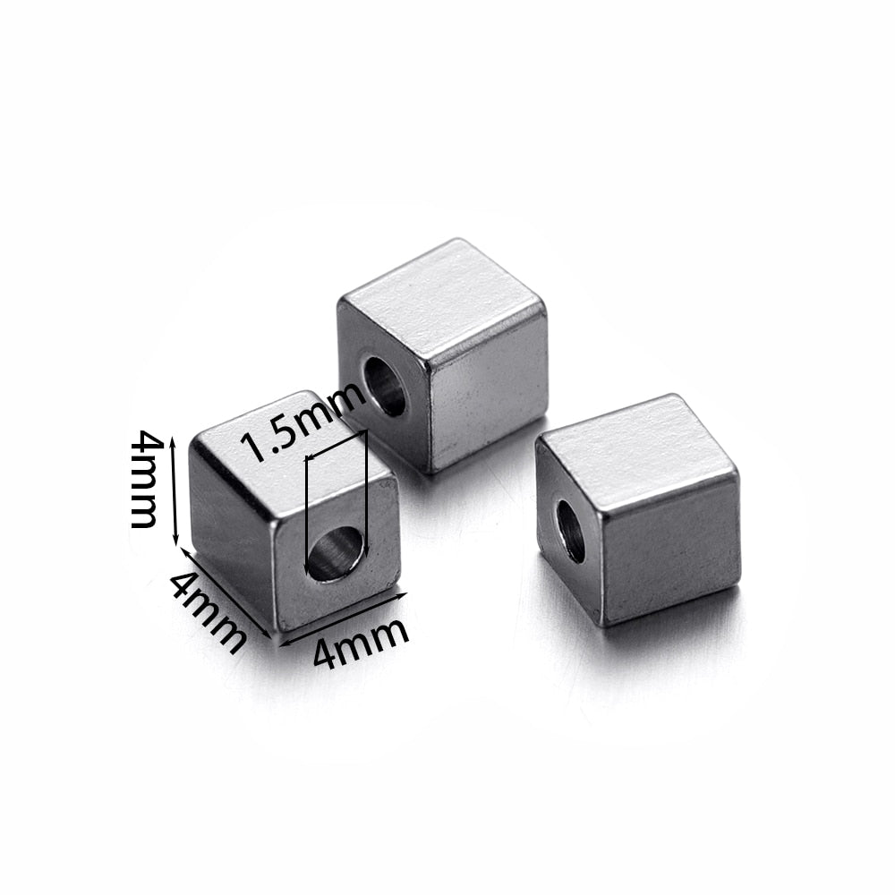 Stainless Steel Tube and Cube Spacer Beads, 20Pcs