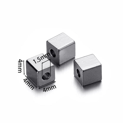 Stainless Steel Tube and Cube Spacer Beads, 20Pcs