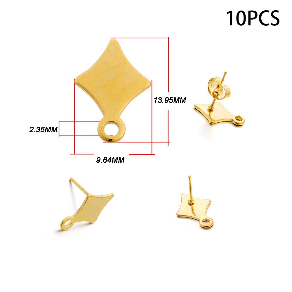 Blank Earring Studs in Stainless Steel, 10-20pcs