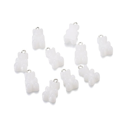 Candy Color Resin Mini Bear Charms, 10pcs