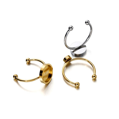 10 Pcs 6-12mm Stainless Steel Cabochon Ring Base