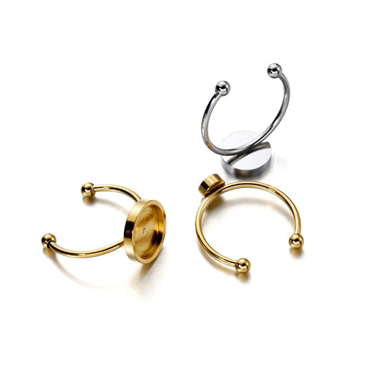 10 Pcs 6-12mm Stainless Steel Cabochon Ring Base