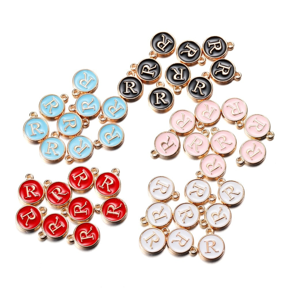 Pendentifs à breloques avec lettres de l'alphabet AZ, noir et blanc, 20 pièces
