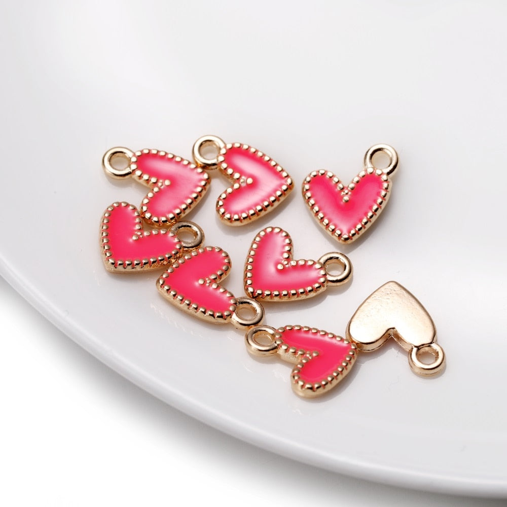 30Pcs 9x10mm Small Alloy Heart Charms Pendants