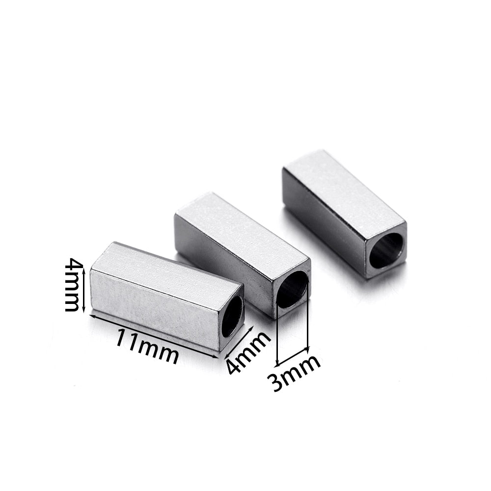 Stainless Steel Tube and Cube Spacer Beads, 20Pcs