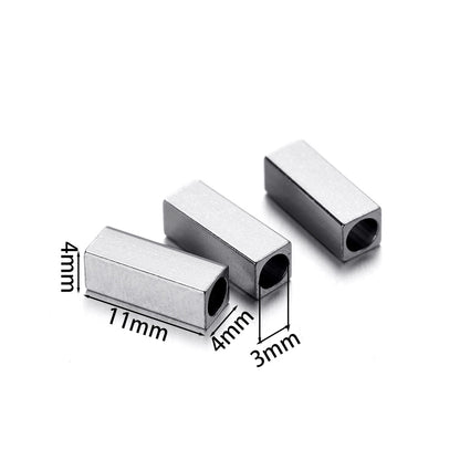 Stainless Steel Tube and Cube Spacer Beads, 20Pcs