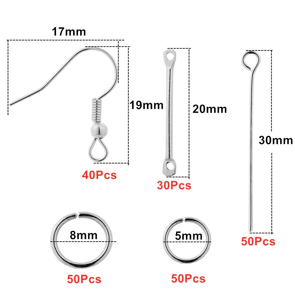 Earring Making Set: Hooks, Rings & Connects, 100-300pcs