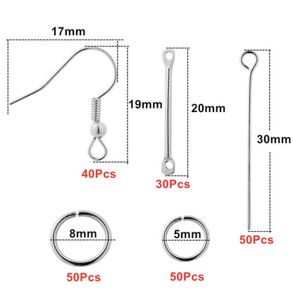 Earring Making Set: Hooks, Rings & Connects, 100-300pcs