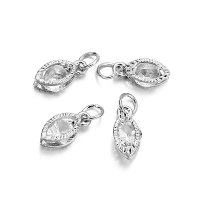 Rhinestone Hearts Charms, 10Pcs