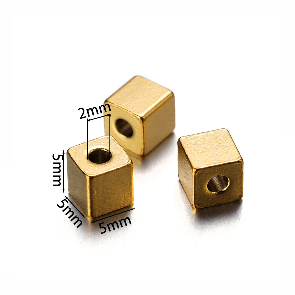 Stainless Steel Tube and Cube Spacer Beads, 20Pcs