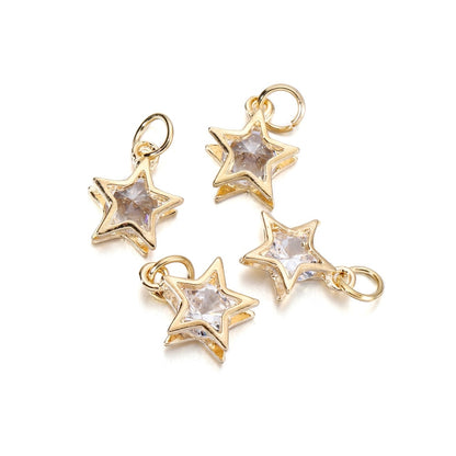 Rhinestone Hearts Charms, 10Pcs