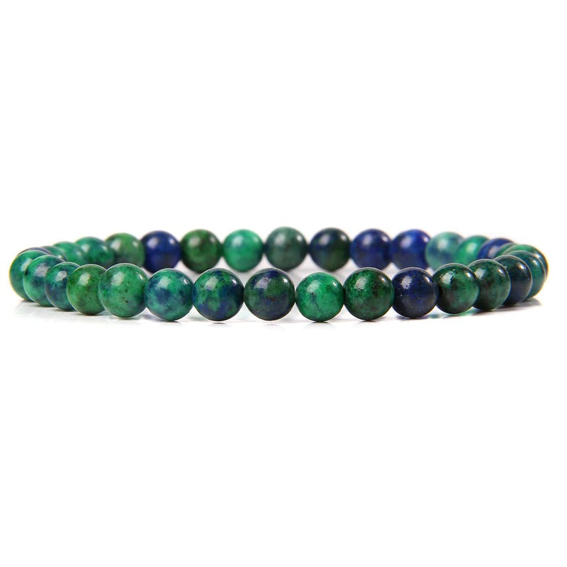 Lapis chrysocolla gemstone stretch bracelet, 4-12mm
