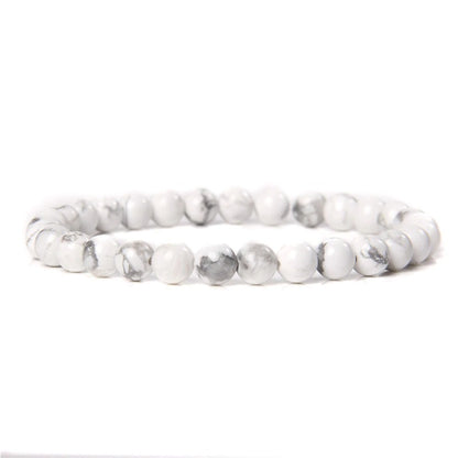White Turquoise Gemstone Stretch Bracelet 4-12mm