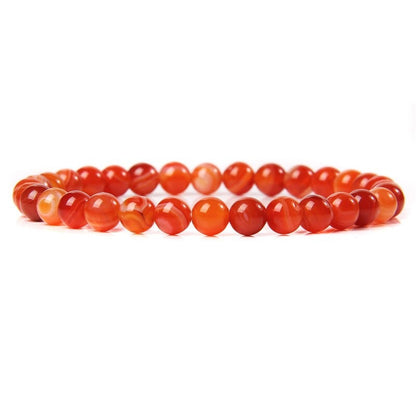 Carnelian agate gemstone stretch bracelet, 4-12mm