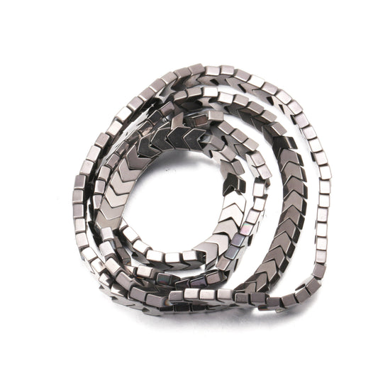 Black V Shape Arrowheaded Hematite Beads, 2x4x6mm, 16'' strand 