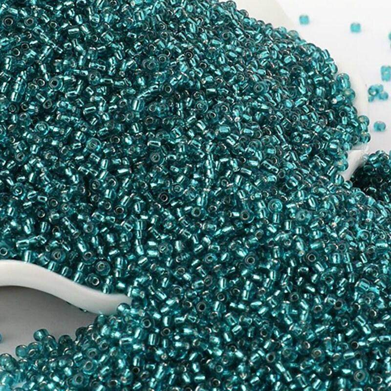 Blue Lined Transparen japanese seed beads, 2mm 12/0  Miyuki Delica small glass beads, Austria round beads, Clear, 1000 pcs 