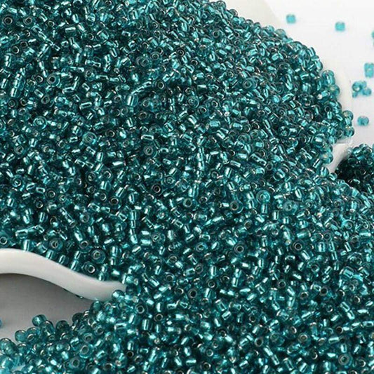 Blue Lined Transparen japanese seed beads, 2mm 12/0  Miyuki Delica small glass beads, Austria round beads, Clear, 1000 pcs 
